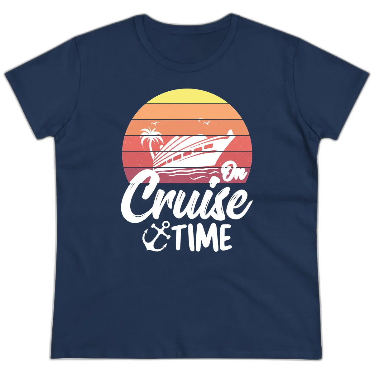 Cruise Time Sunset Vibes Ladies Tee in Navy