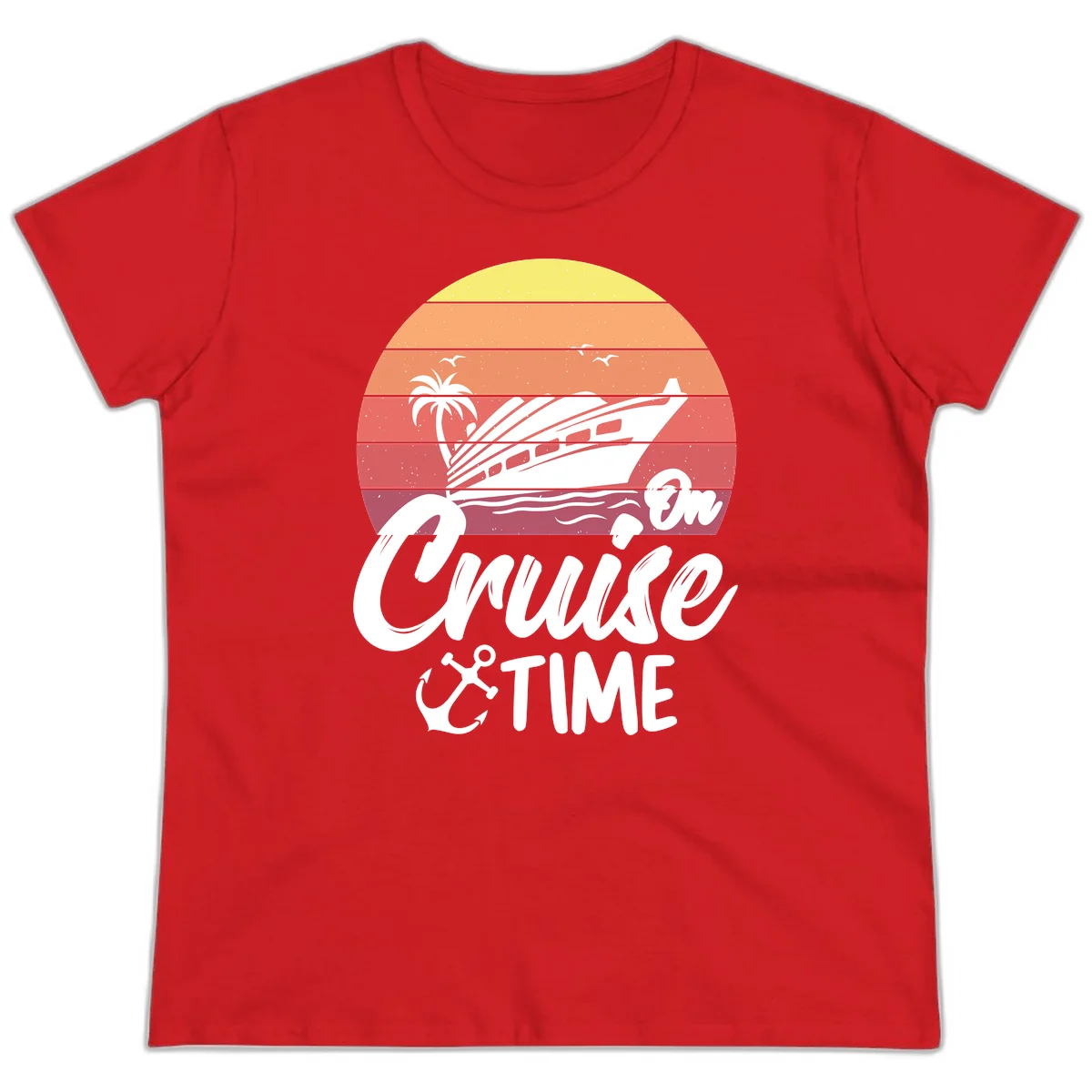 Cruise Time Sunset Vibes Ladies Tee in Red