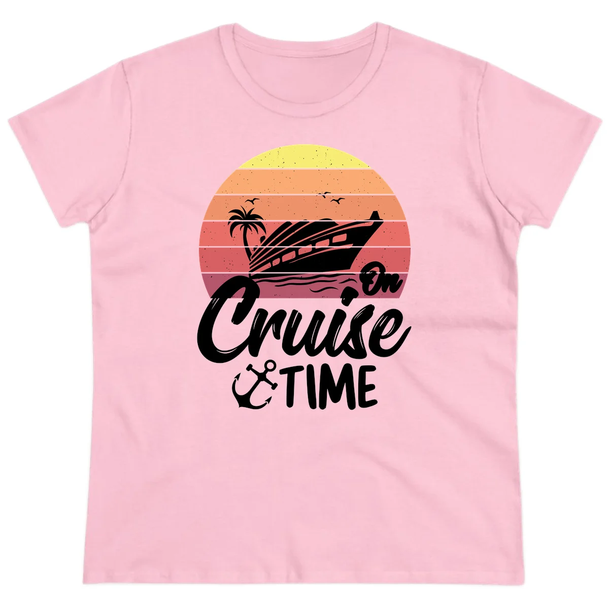Cruise Time Sunset Vibes Ladies Tee in Light Pink