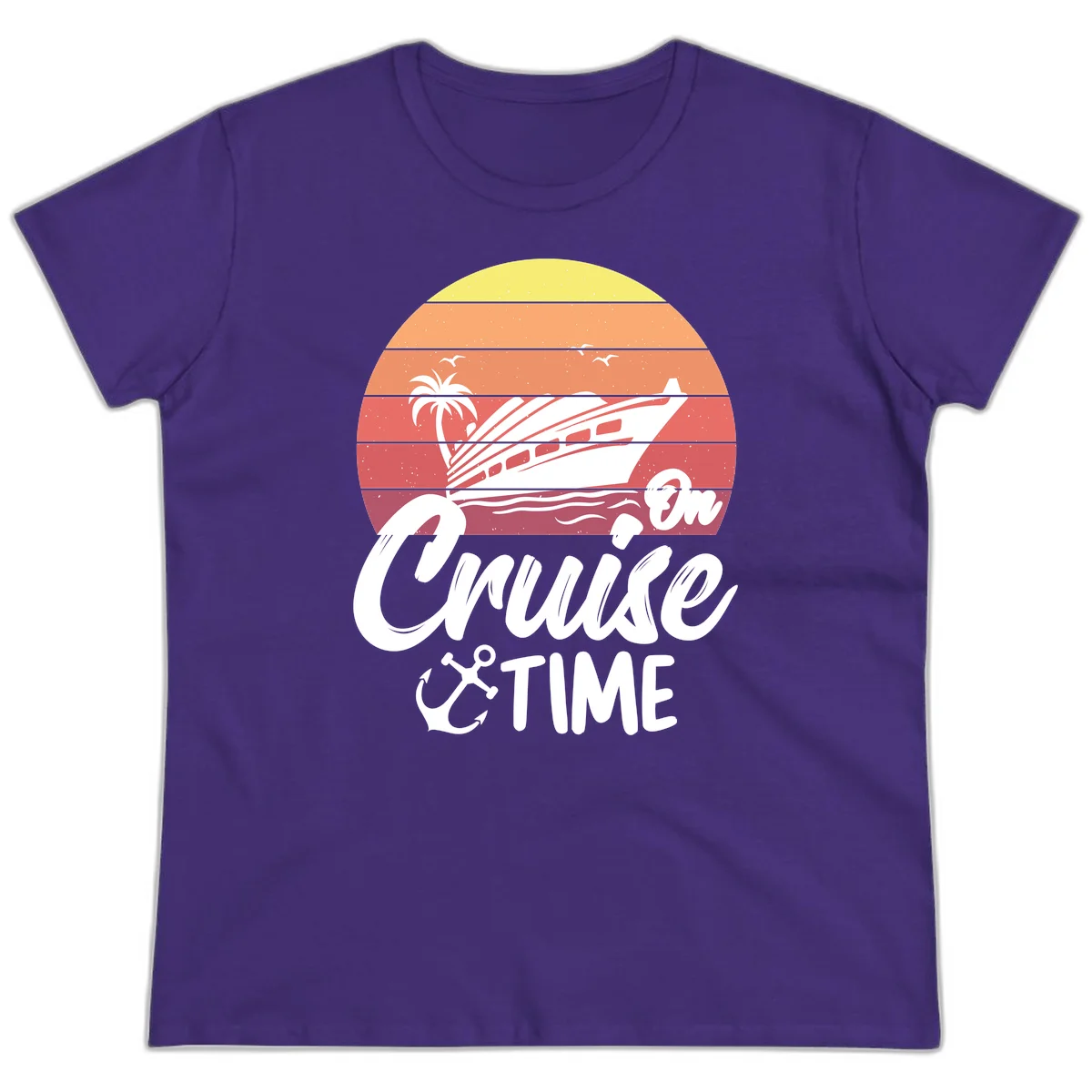 Cruise Time Sunset Vibes Ladies Tee in Purple