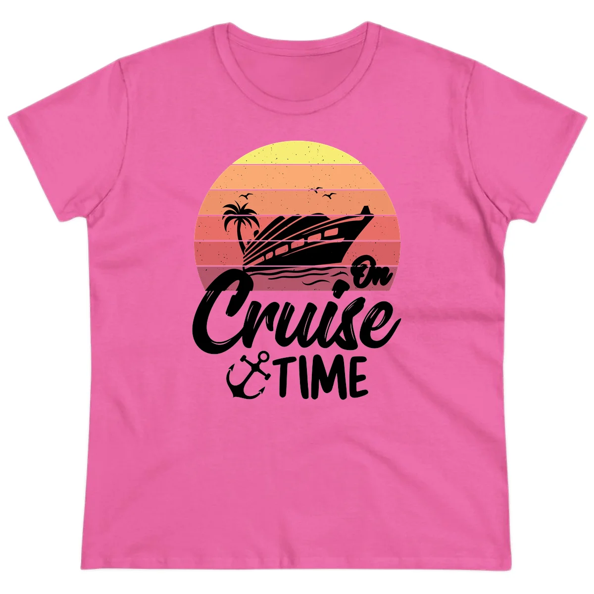 Cruise Time Sunset Vibes Ladies Tee in Azalea
