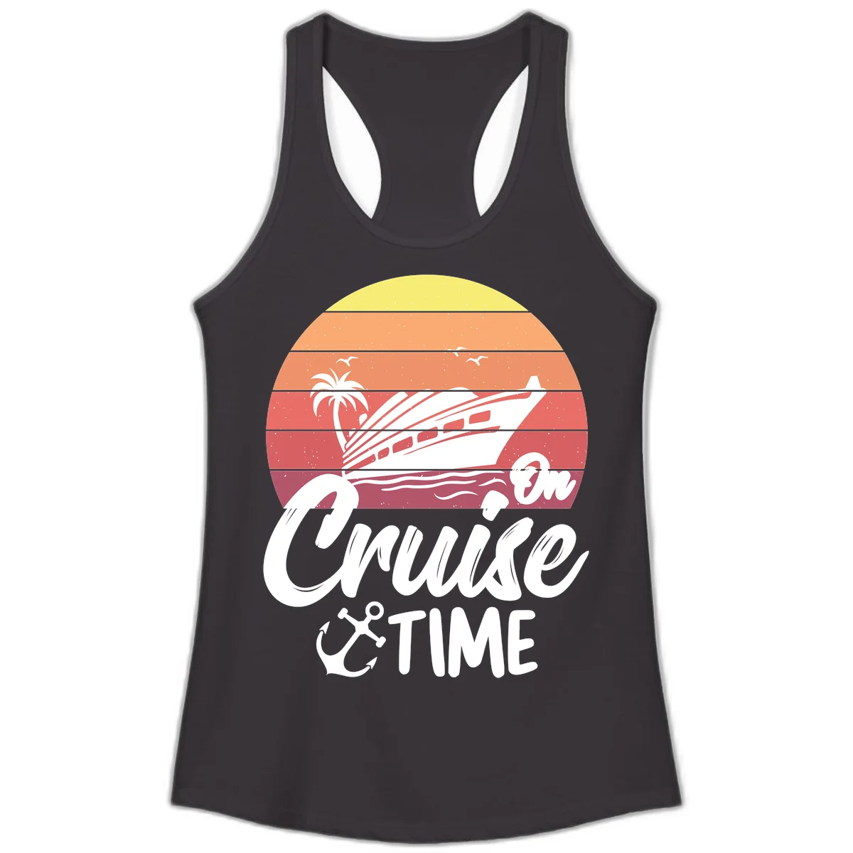 Cruise Time Sunset Vibes Ladies Tank in Black
