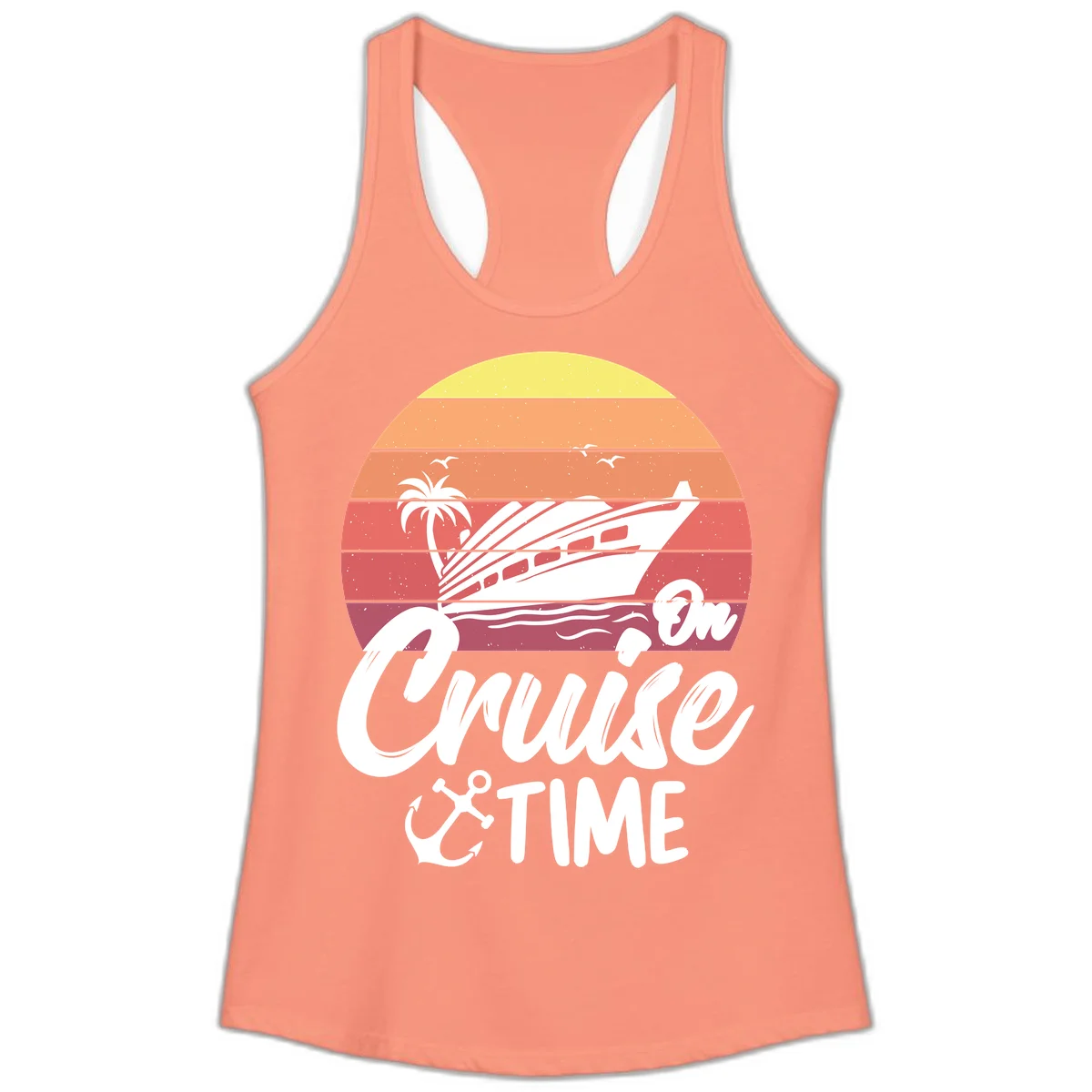 Cruise Time Sunset Vibes Ladies Tank in Solid Light Orange