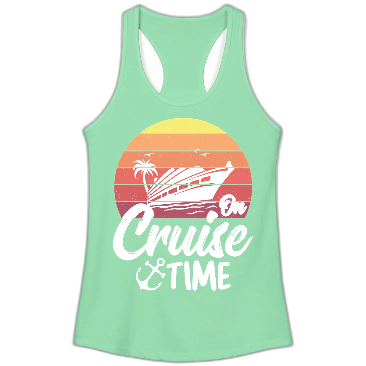 Cruise Time Sunset Vibes Ladies Tank in Solid Mint