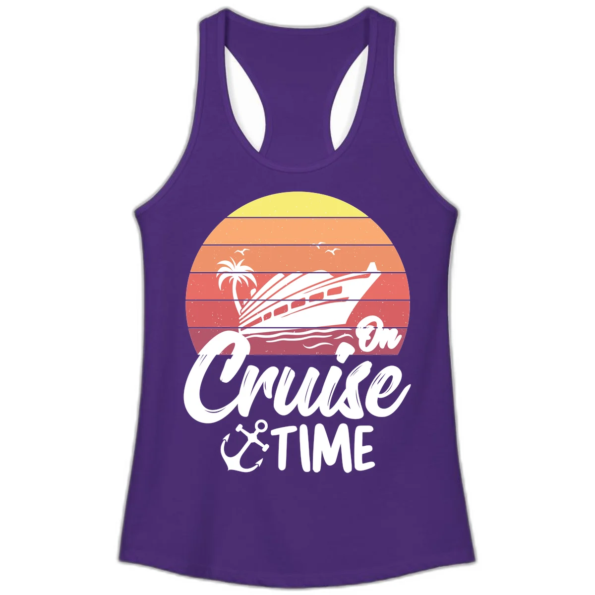 Cruise Time Sunset Vibes Ladies Tank in Solid Purple Rush