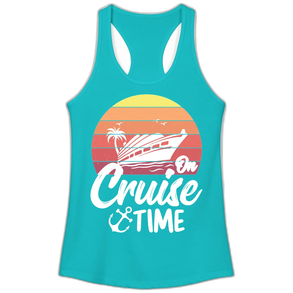 Cruise Time Sunset Vibes Ladies Tank in Tahiti Blue