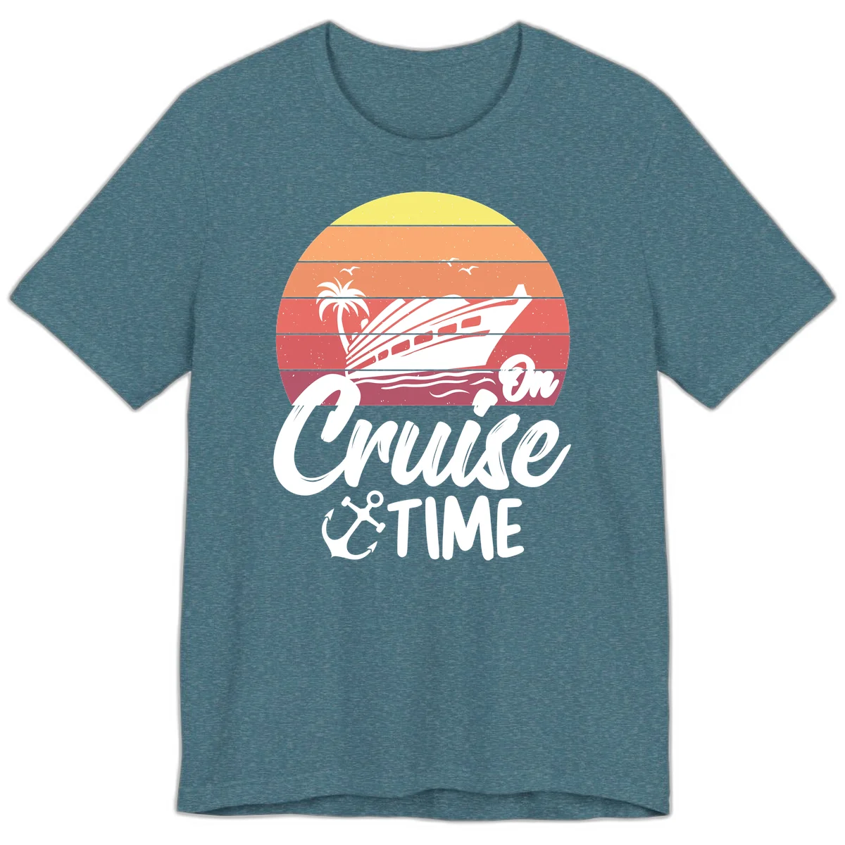 Cruise Time Sunset Vibes Premium T-Shirt in Heather Deep Teal