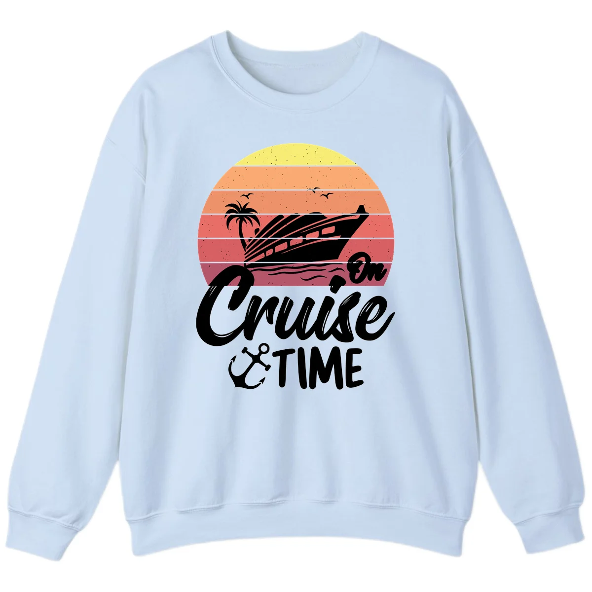 Cruise Time Sunset Vibes Sweatshirt in Light Blue