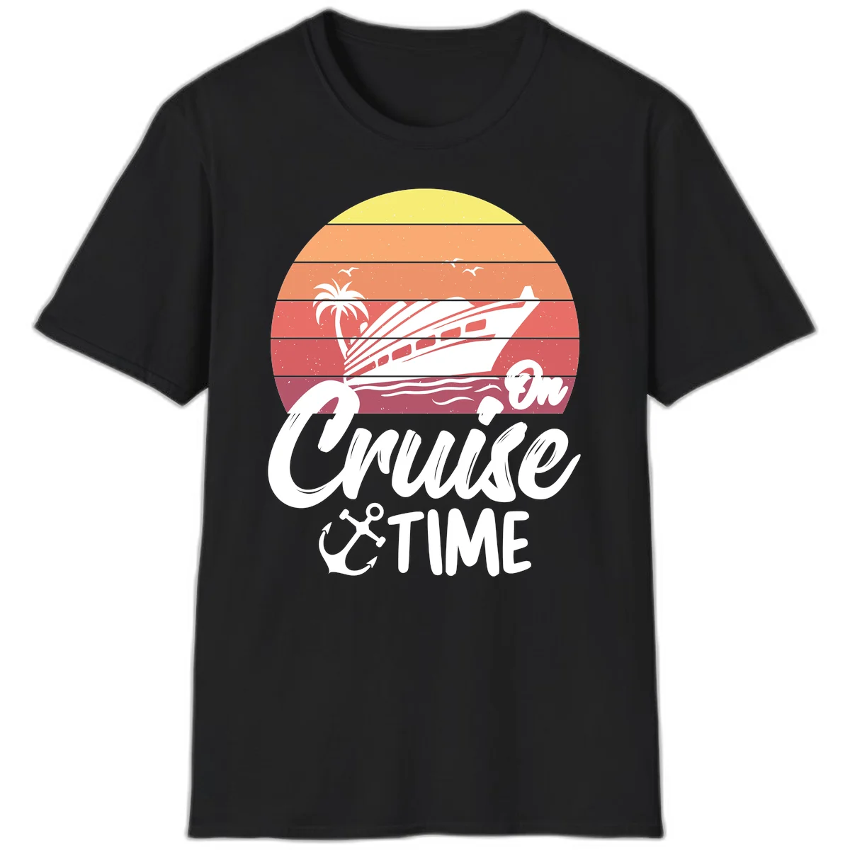 Cruise Time Sunset Vibes T-Shirt in Black