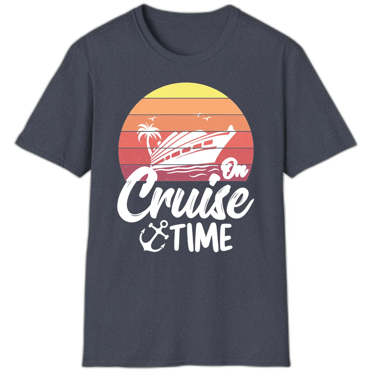 Cruise Time Sunset Vibes T-Shirt in Heather Navy