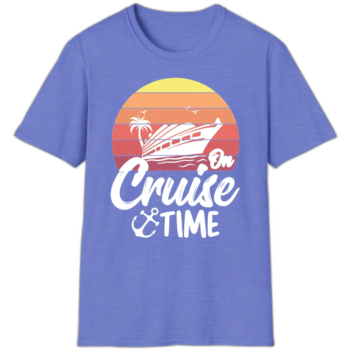 Cruise Time Sunset Vibes T-Shirt in Heather Royal