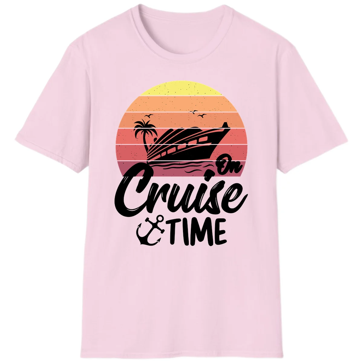 Cruise Time Sunset Vibes T-Shirt in Light Pink