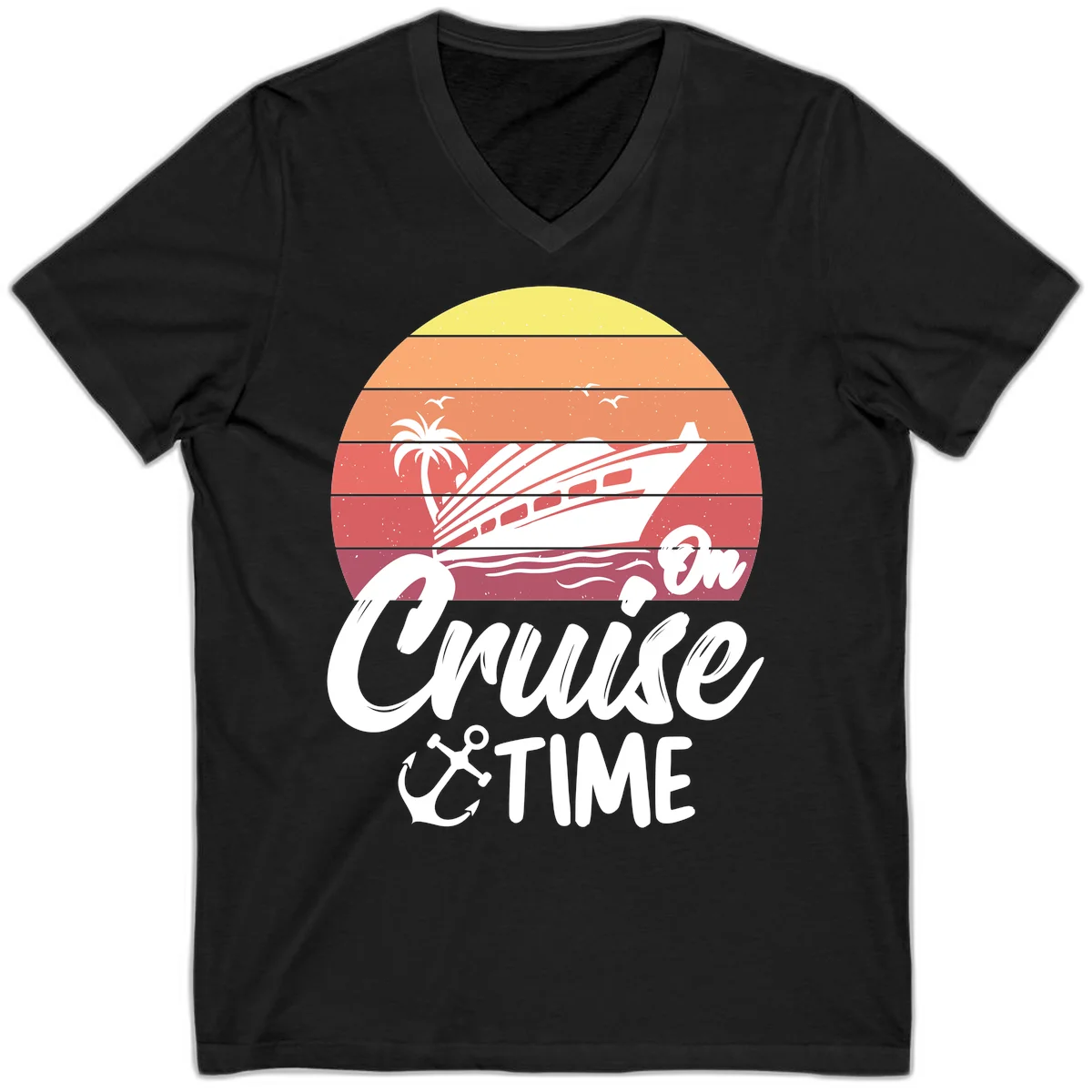 Cruise Time Sunset Vibes V-Neck in Black