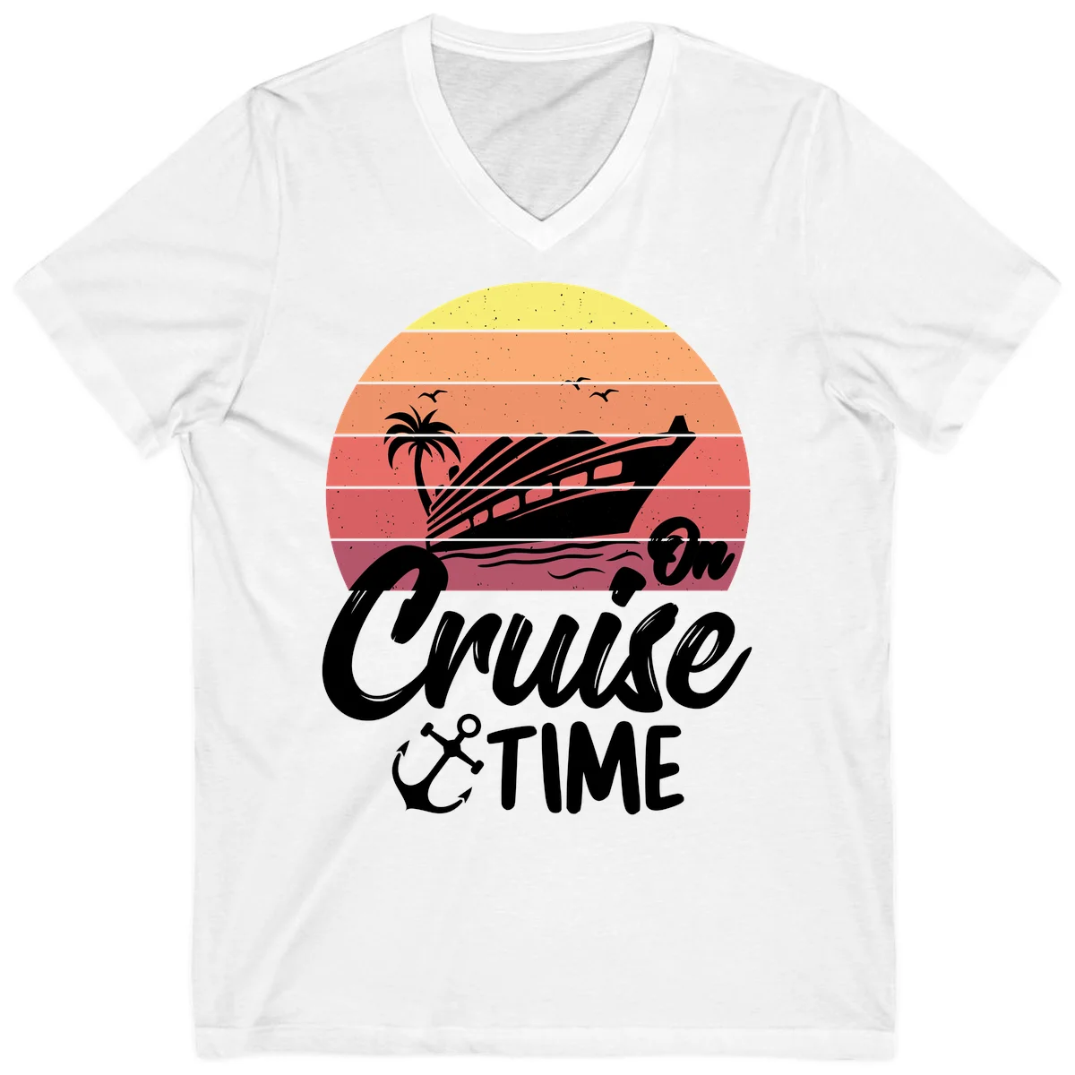 Cruise Time Sunset Vibes V-Neck in White