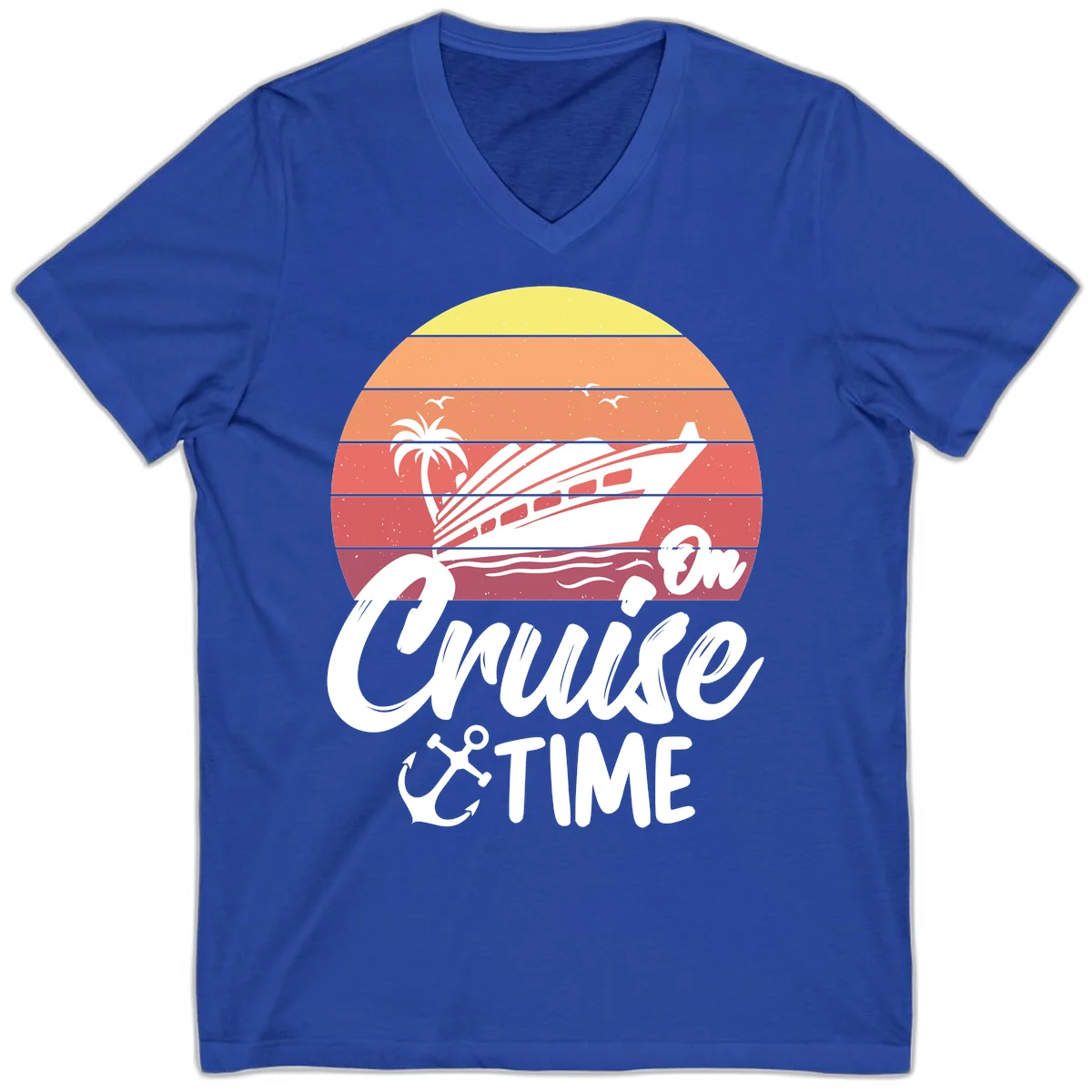 Cruise Time Sunset Vibes V-Neck in True Royal