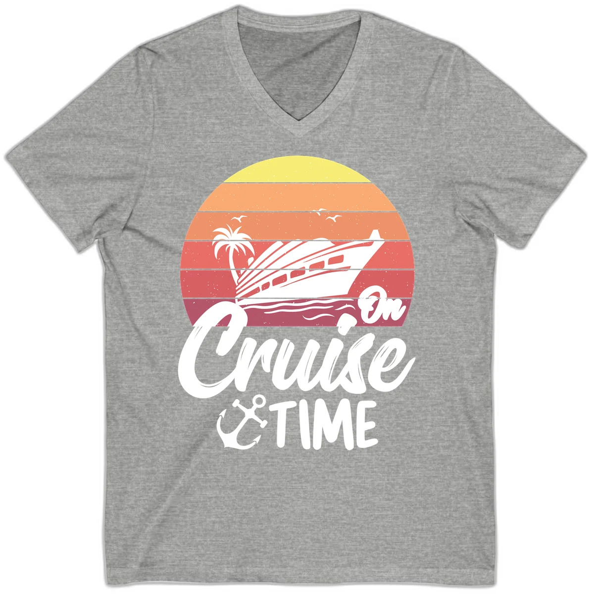 Cruise Time Sunset Vibes V-Neck in Athletic Heather