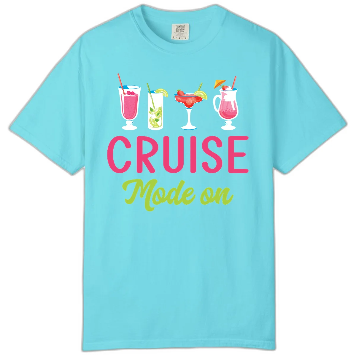 Cruise Mode On Comfort Color T-Shirt in Lagoon Blue