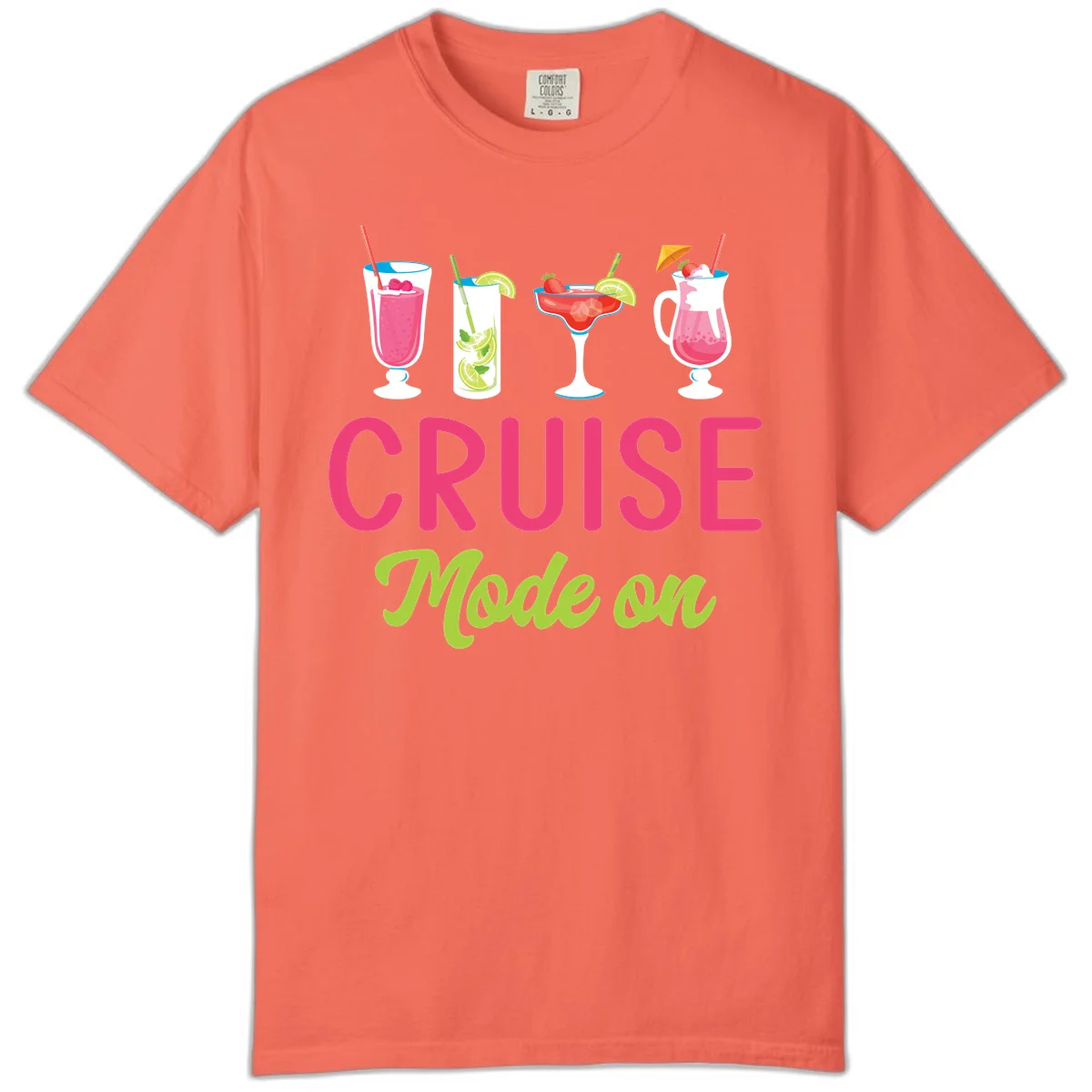 Cruise Mode On Comfort Color T-Shirt in Bright Salmon