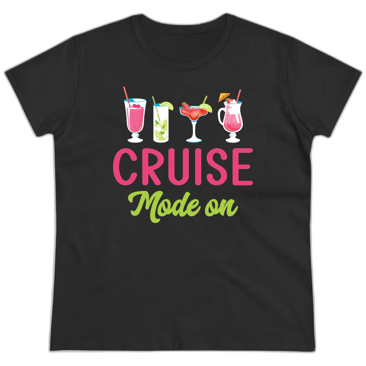 Cruise Mode On Ladies Tee in Black