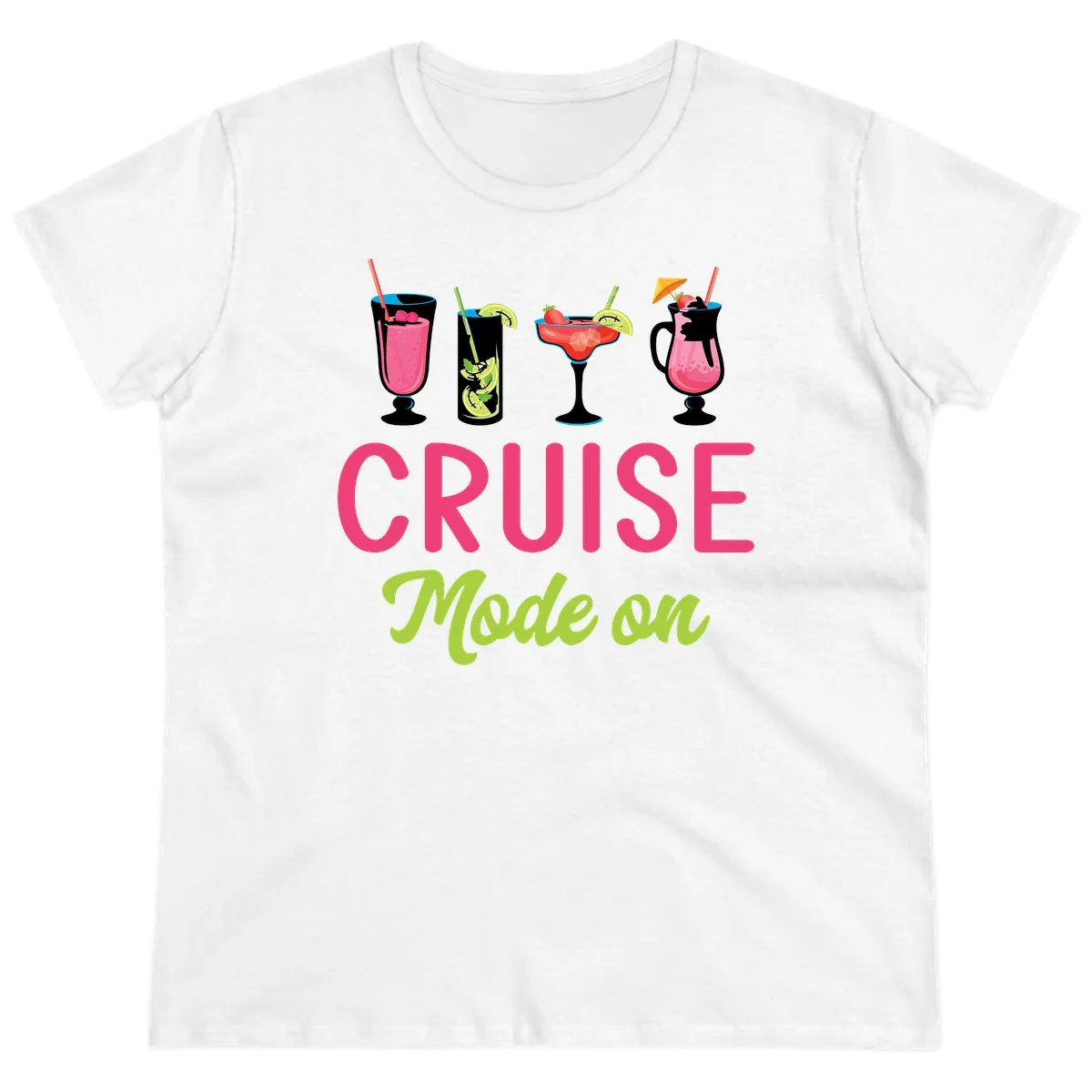 Cruise Mode On Ladies Tee in White