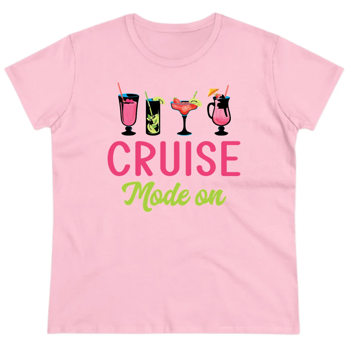 Cruise Mode On Ladies Tee in Light Pink