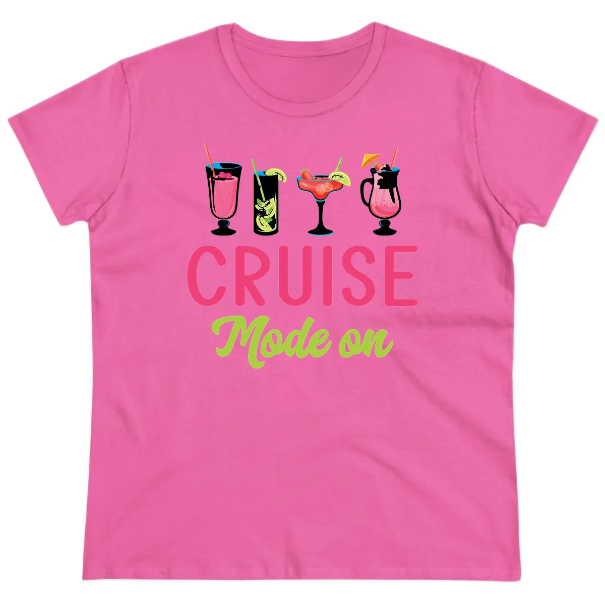 Cruise Mode On Ladies Tee in Azalea
