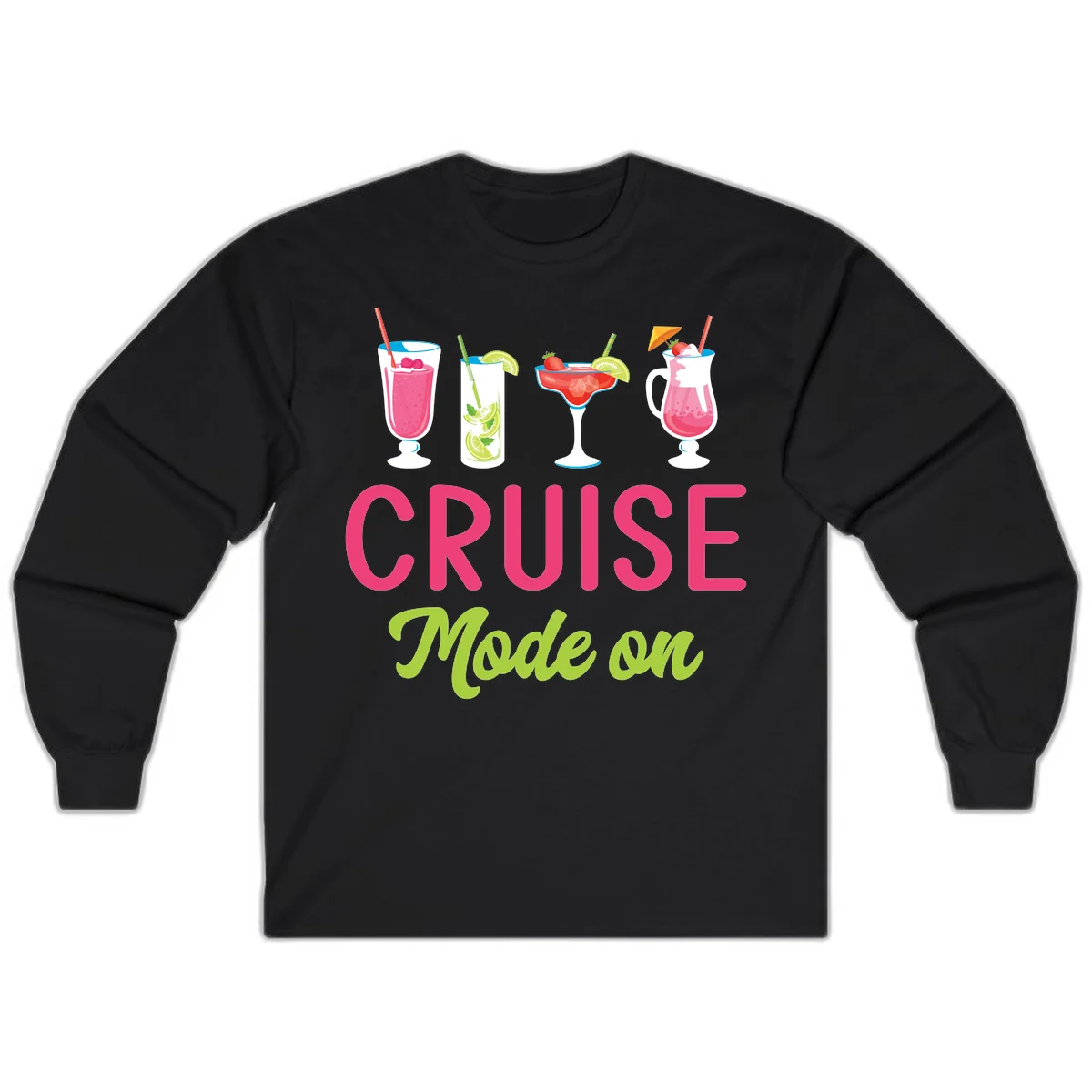 Cruise Mode On Long Sleeve T-Shirt in Black