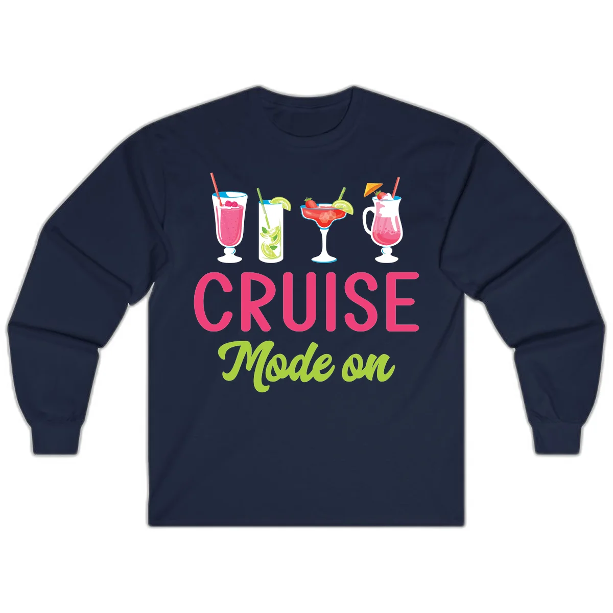 Cruise Mode On Long Sleeve T-Shirt in Navy
