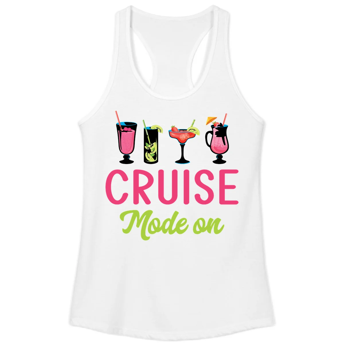 Cruise Mode On Ladies Tank Top in White