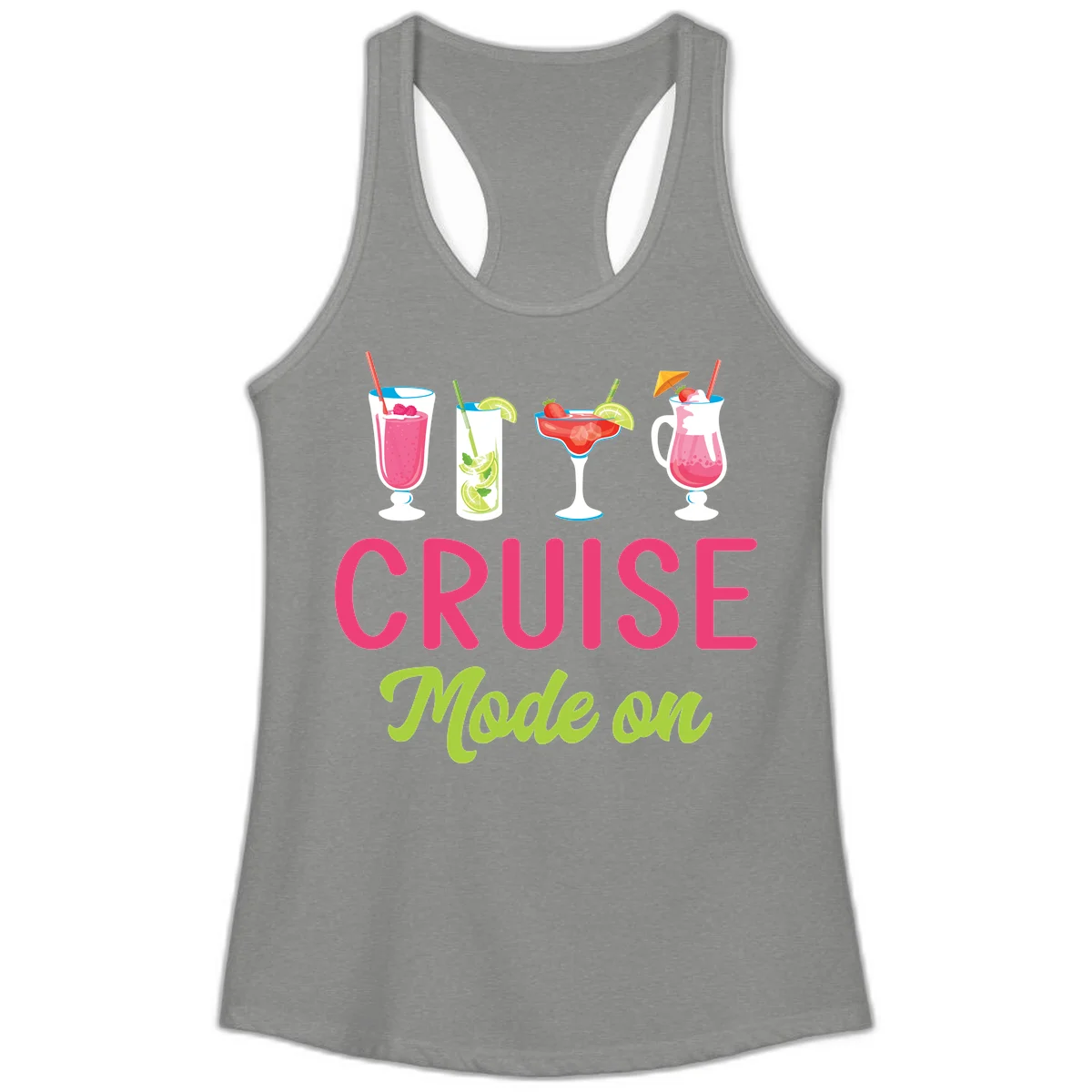 Cruise Mode On Ladies Tank Top in Heather Grey