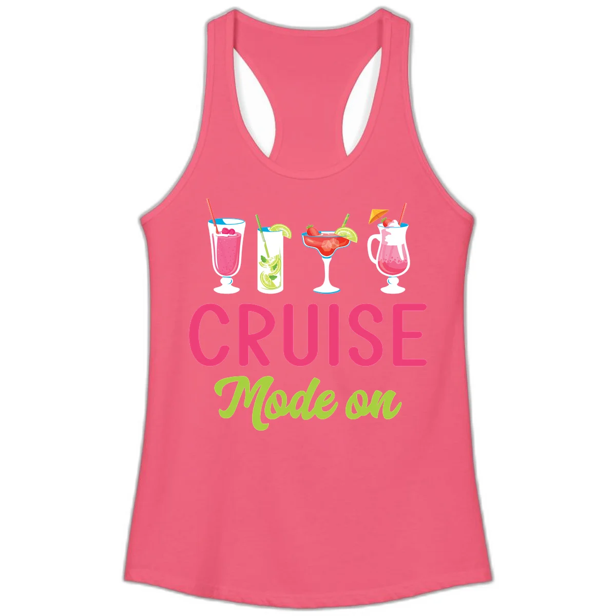 Cruise Mode On Ladies Tank Top in Hot Pink