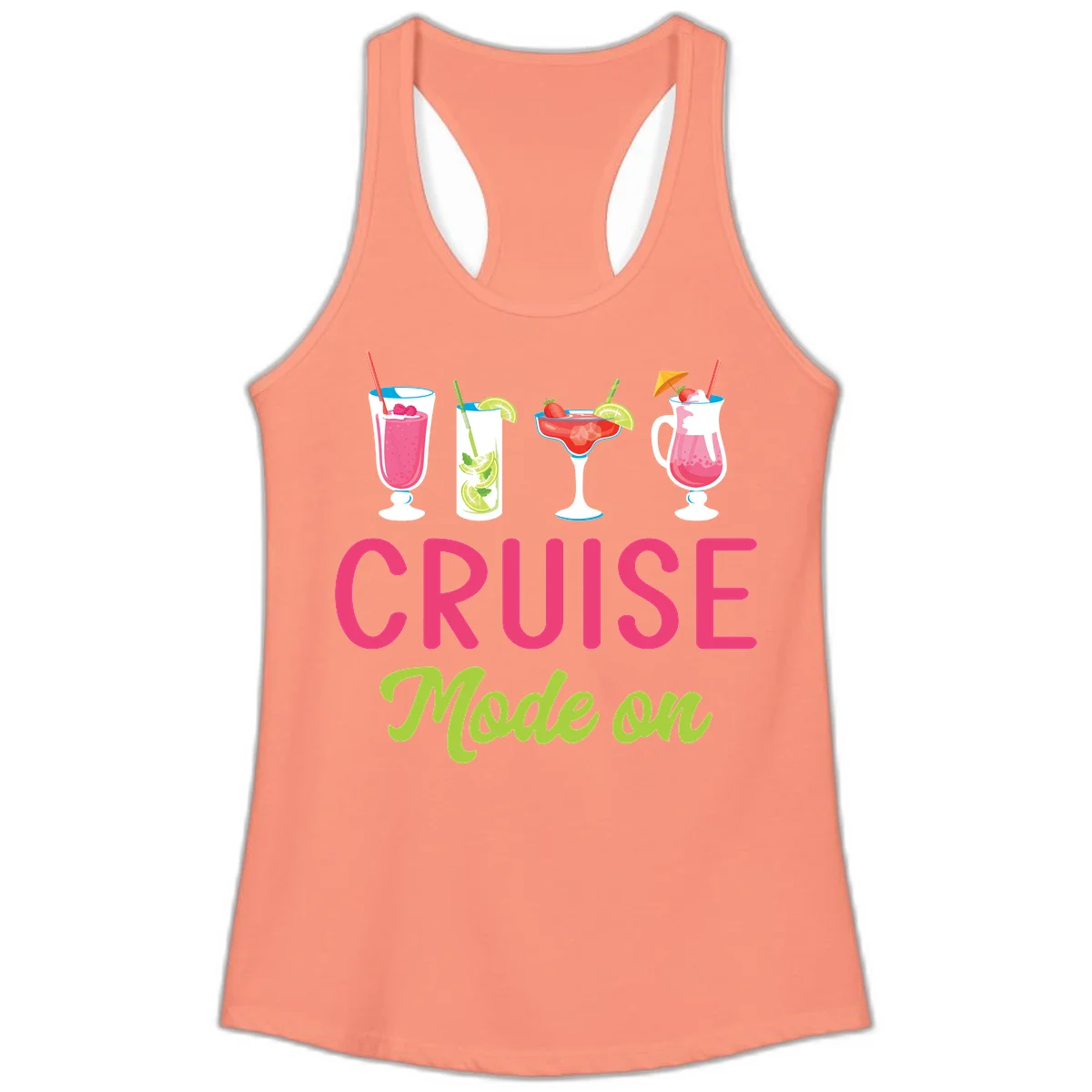 Cruise Mode On Ladies Tank Top in Solid Light Orange