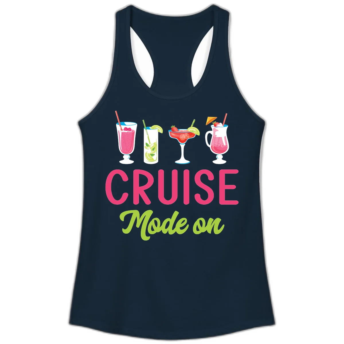 Cruise Mode On Ladies Tank Top in Solid Midnight Navy