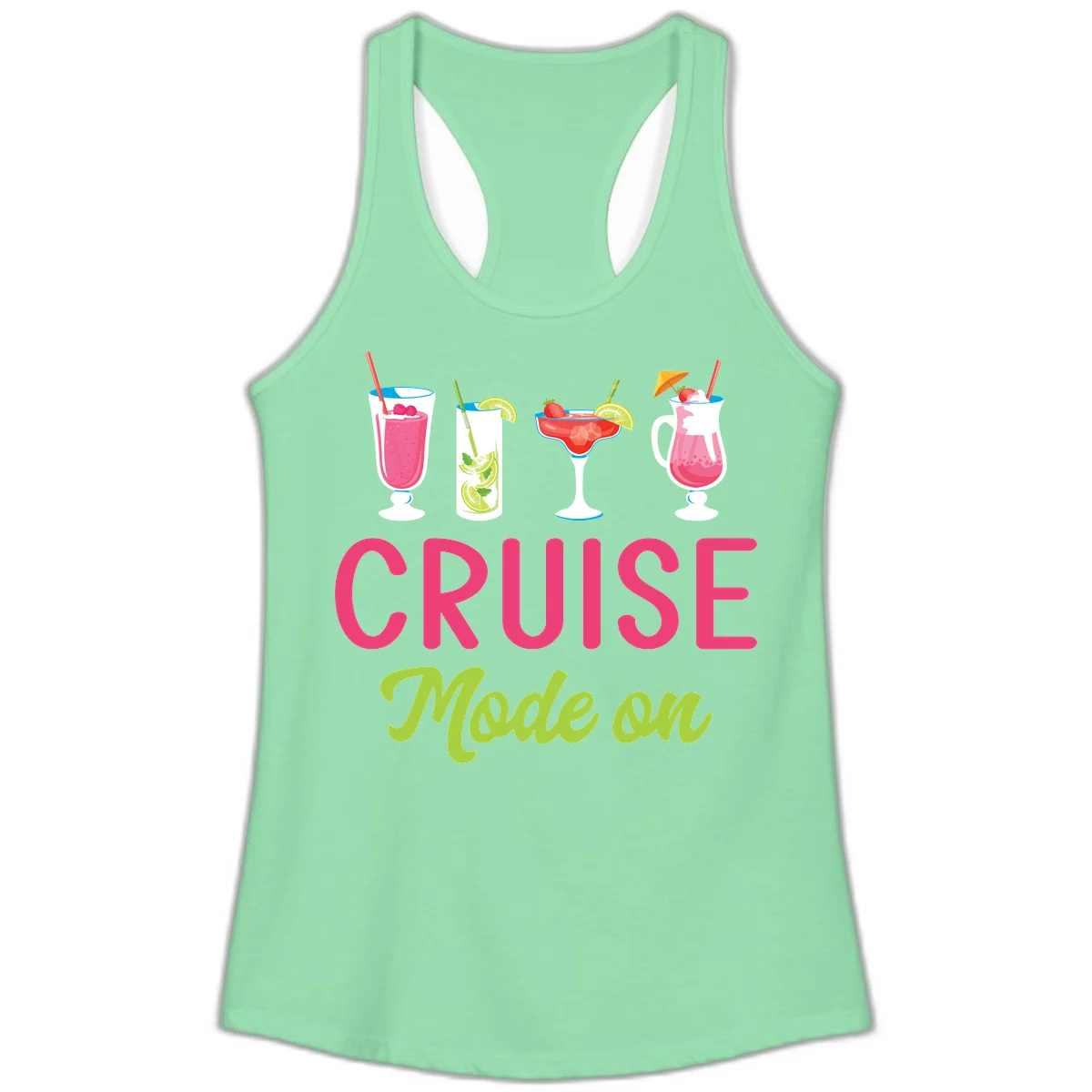 Cruise Mode On Ladies Tank Top in Solid Mint