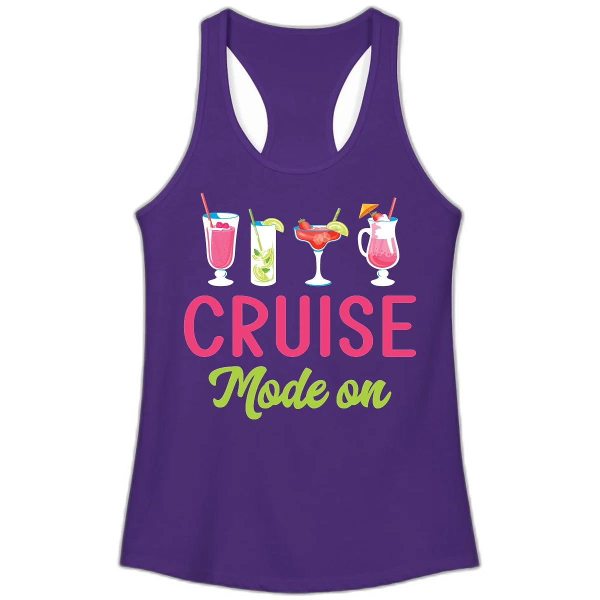 Cruise Mode On Ladies Tank Top in Solid Purple Rush