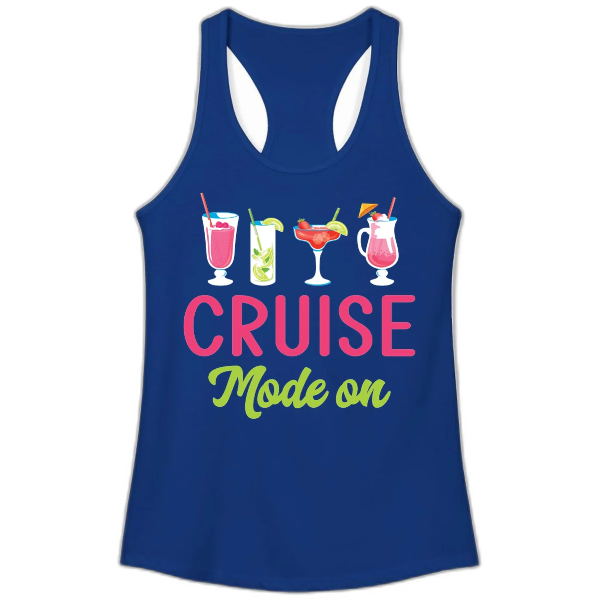 Cruise Mode On Ladies Tank Top in Solid Royal