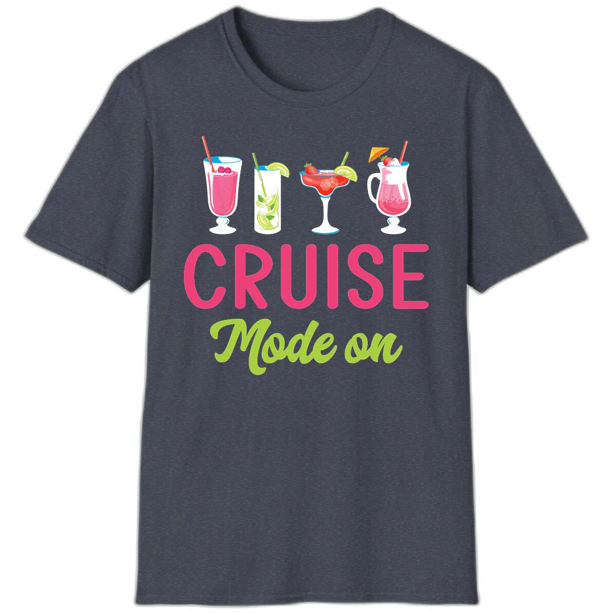Cruise Mode On T-Shirt in Heather Navy