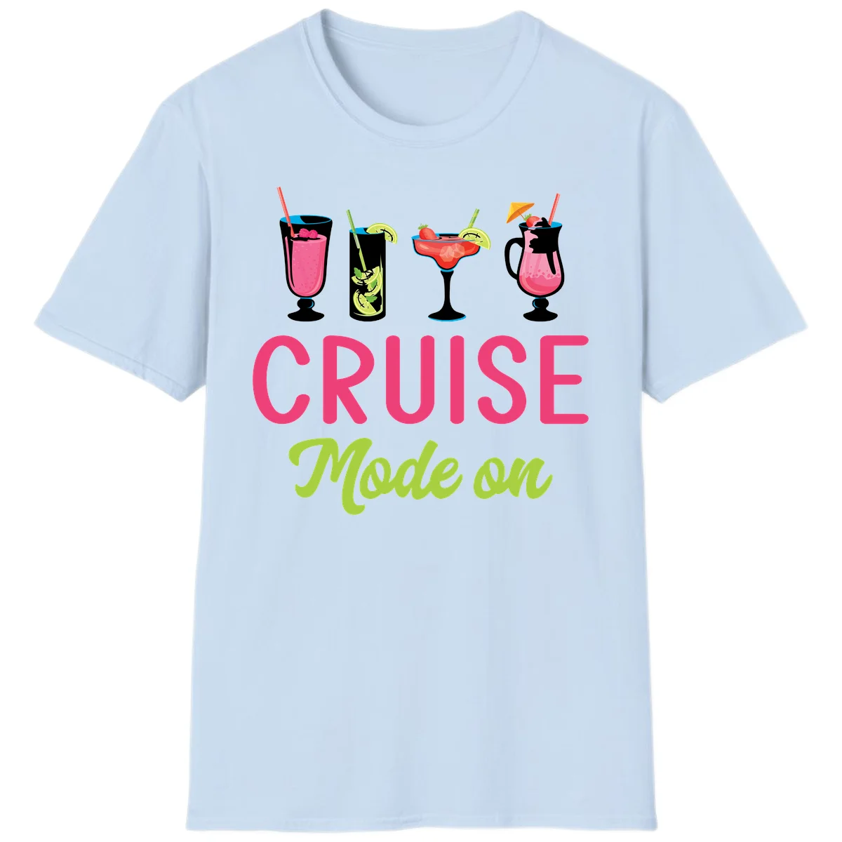 Cruise Mode On T-Shirt in Light Blue