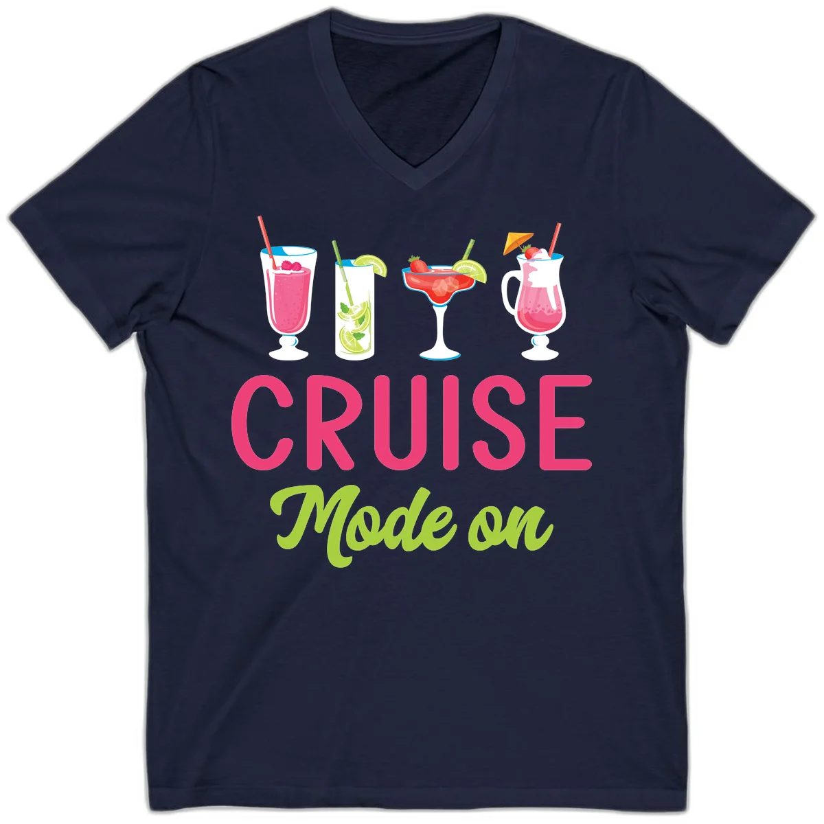 Cruise Mode On V-Neck T-Shirt in Navy