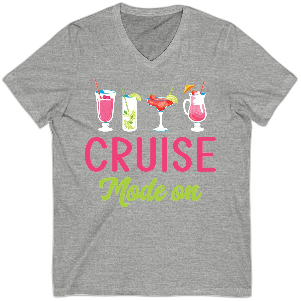 Cruise Mode On V-Neck T-Shirt in Athletic Heather