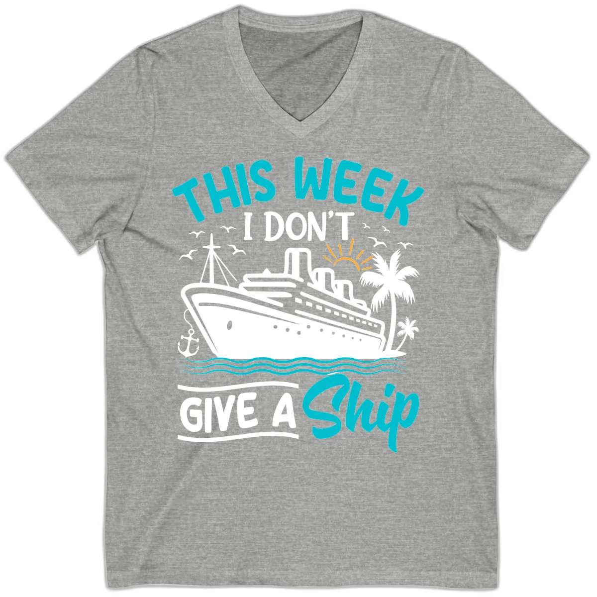 This Week I Don't Give A Ship V-Neck in Athletic Heather