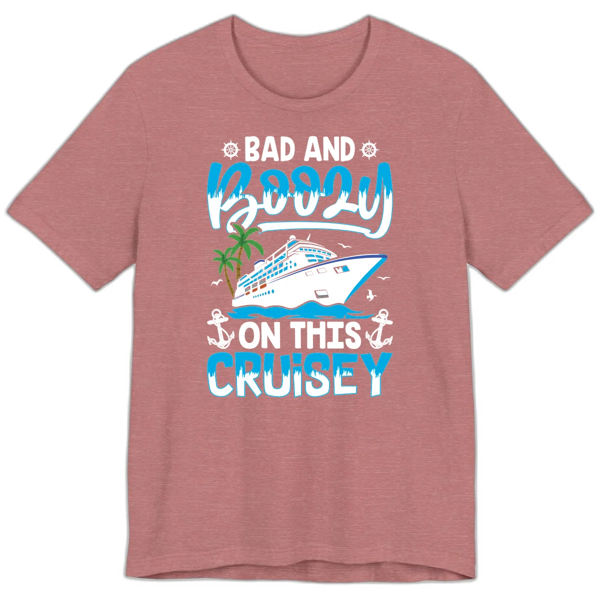 Bad And Saucy On This Cruise Premium T-Shirt in Heather Mauve