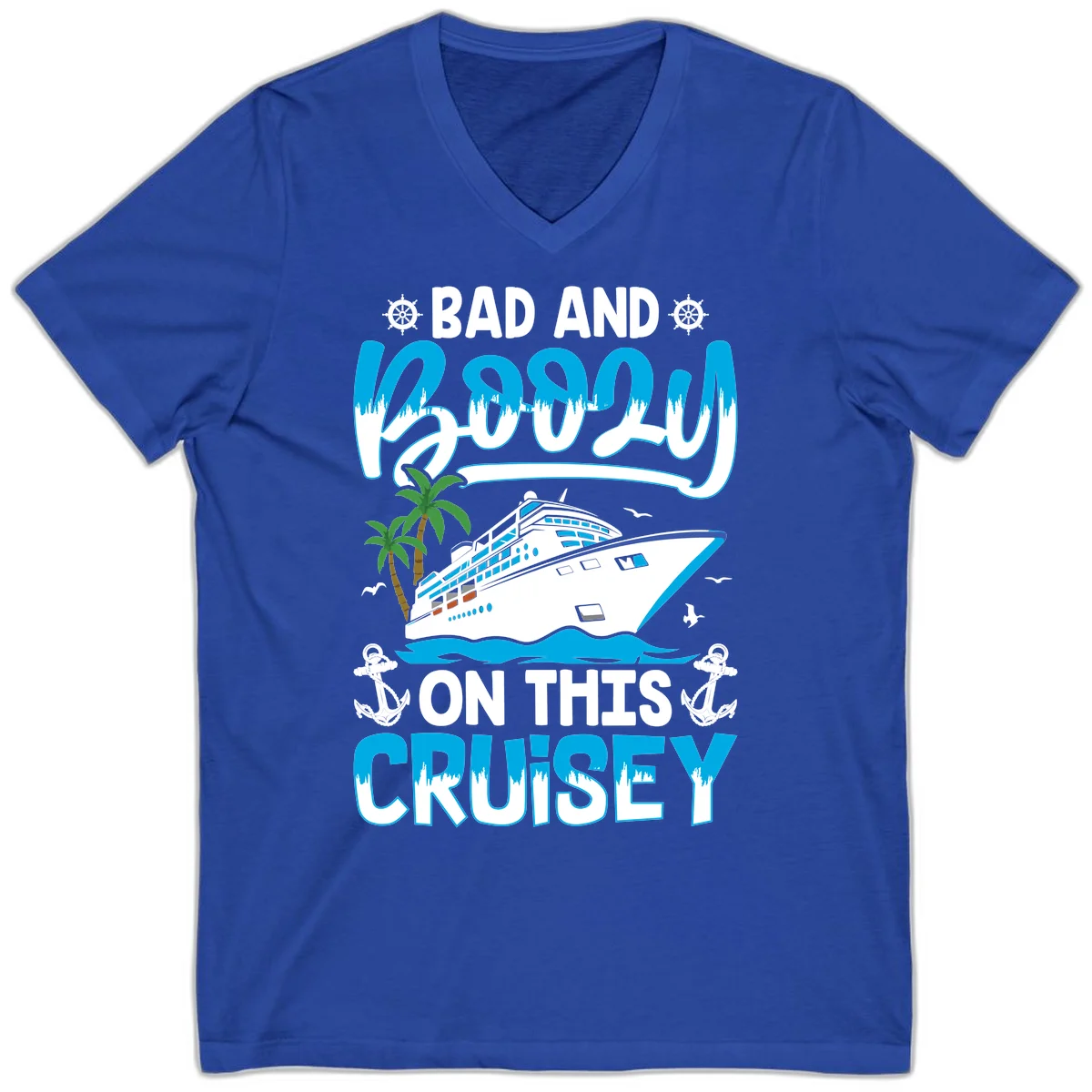 Bad And Saucy On This Cruise V-Neck in True Royal