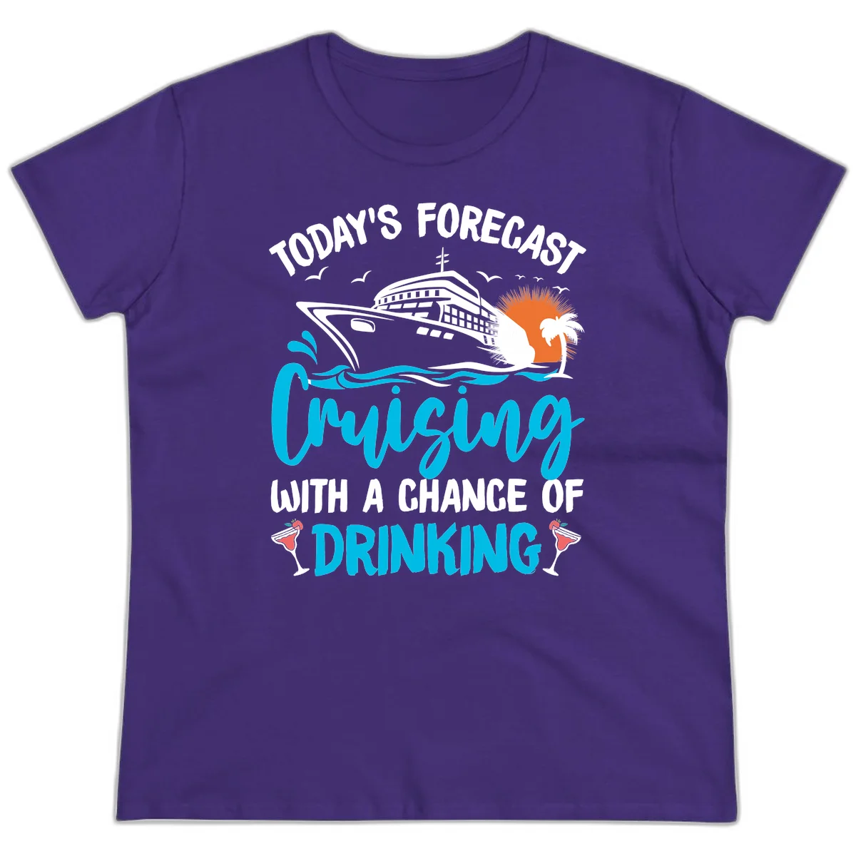 Cruising With A Chance Of Drinking Ladies Tee in Purple