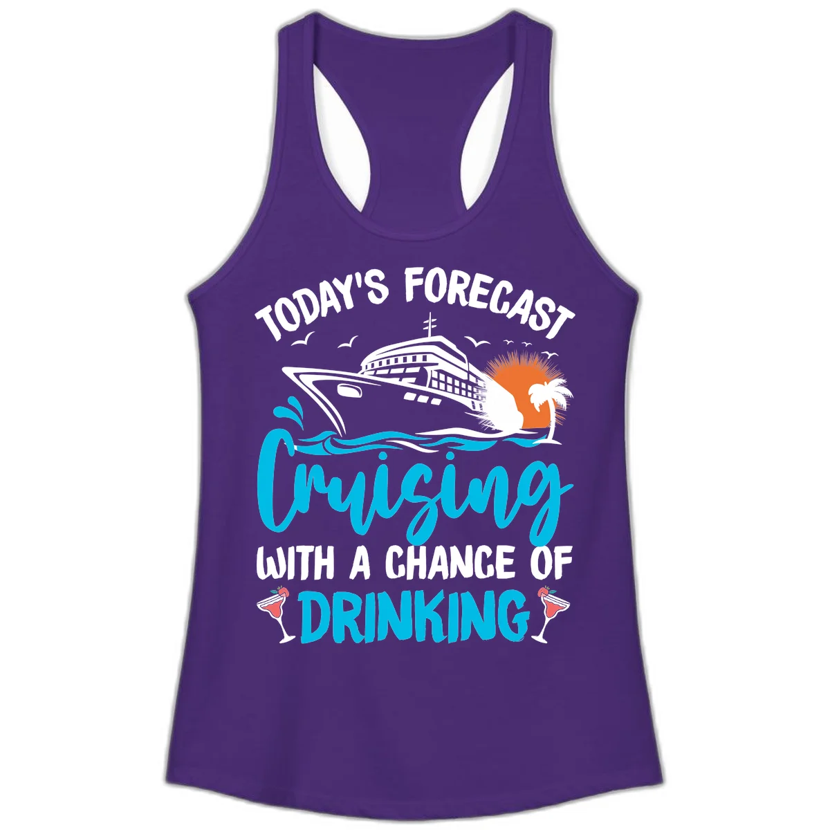 Cruising With A Chance Of Drinking Ladies Tank in Solid Purple Rush