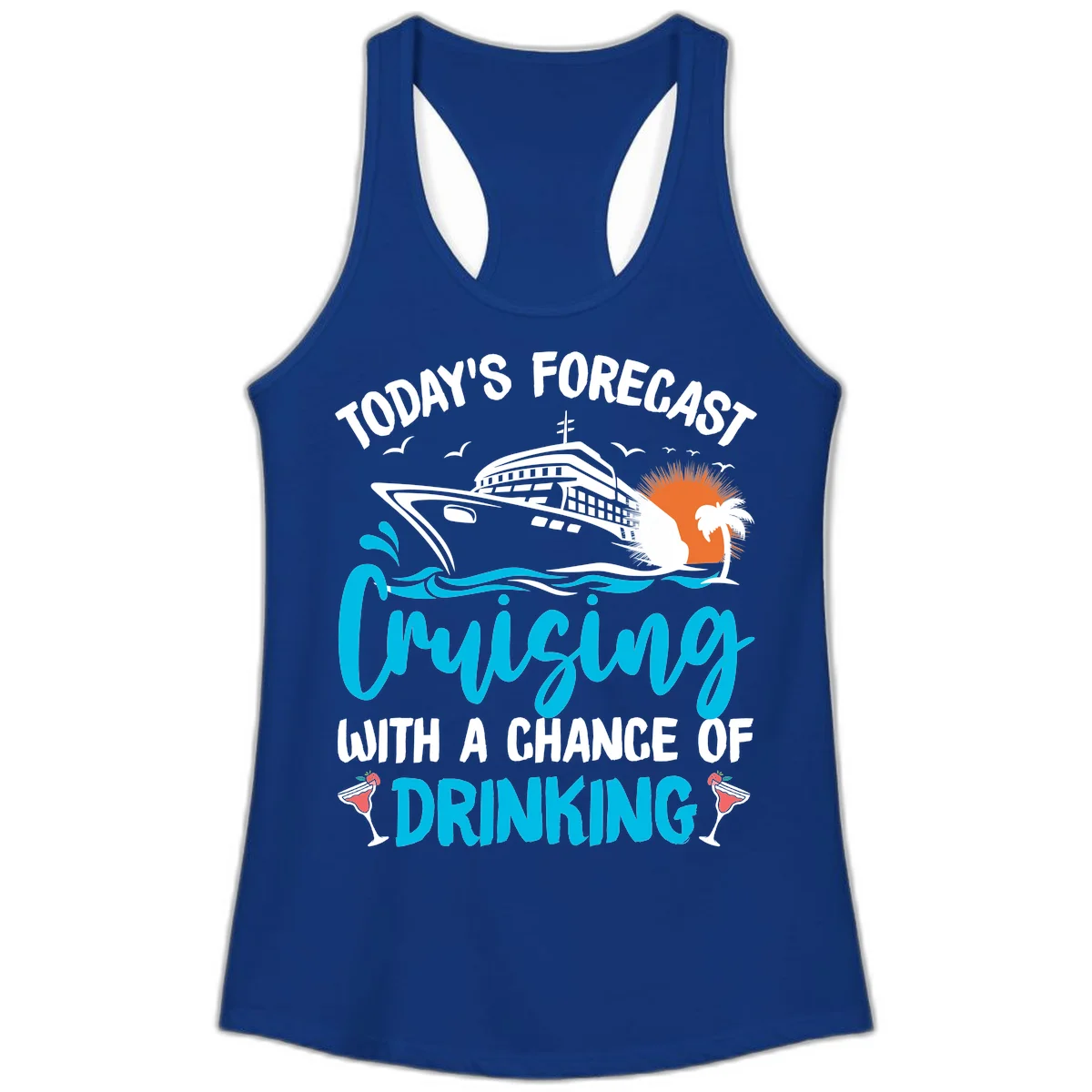 Cruising With A Chance Of Drinking Ladies Tank in Solid Royal