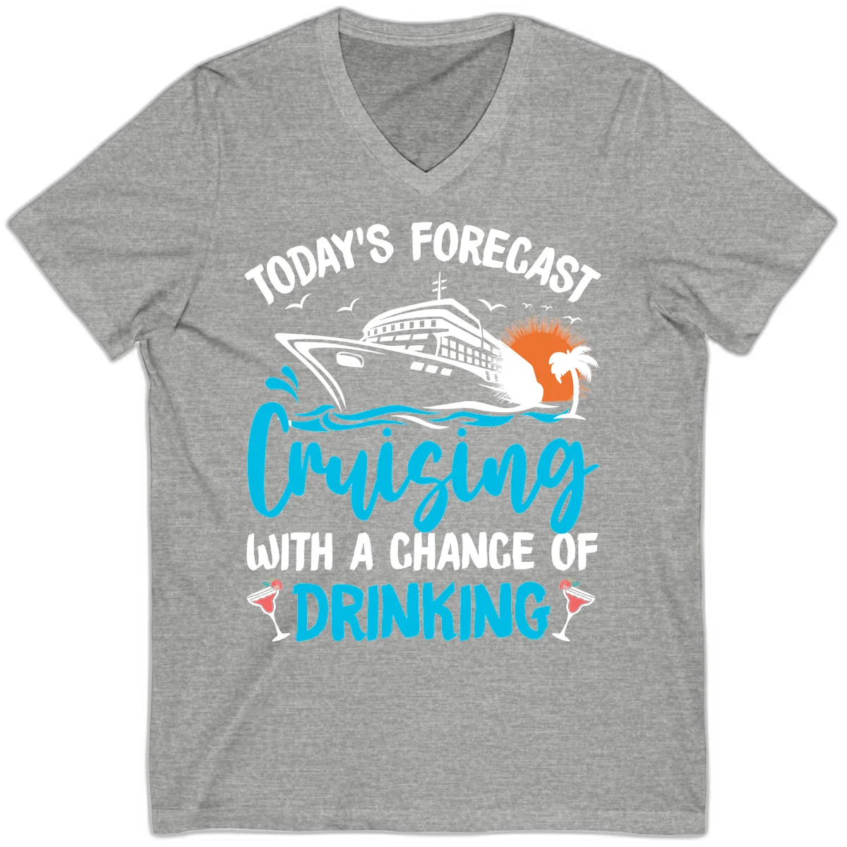 Cruising With A Chance Of Drinking V-Neck in Athletic Heather