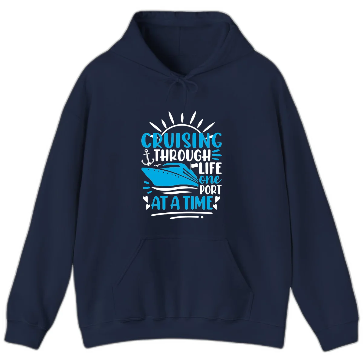 Cruising Through Life One Port At A Time Hoodie in Navy