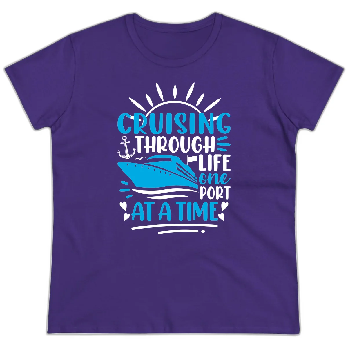 Cruising Through Life One Port At A Time Ladies Tee in Purple