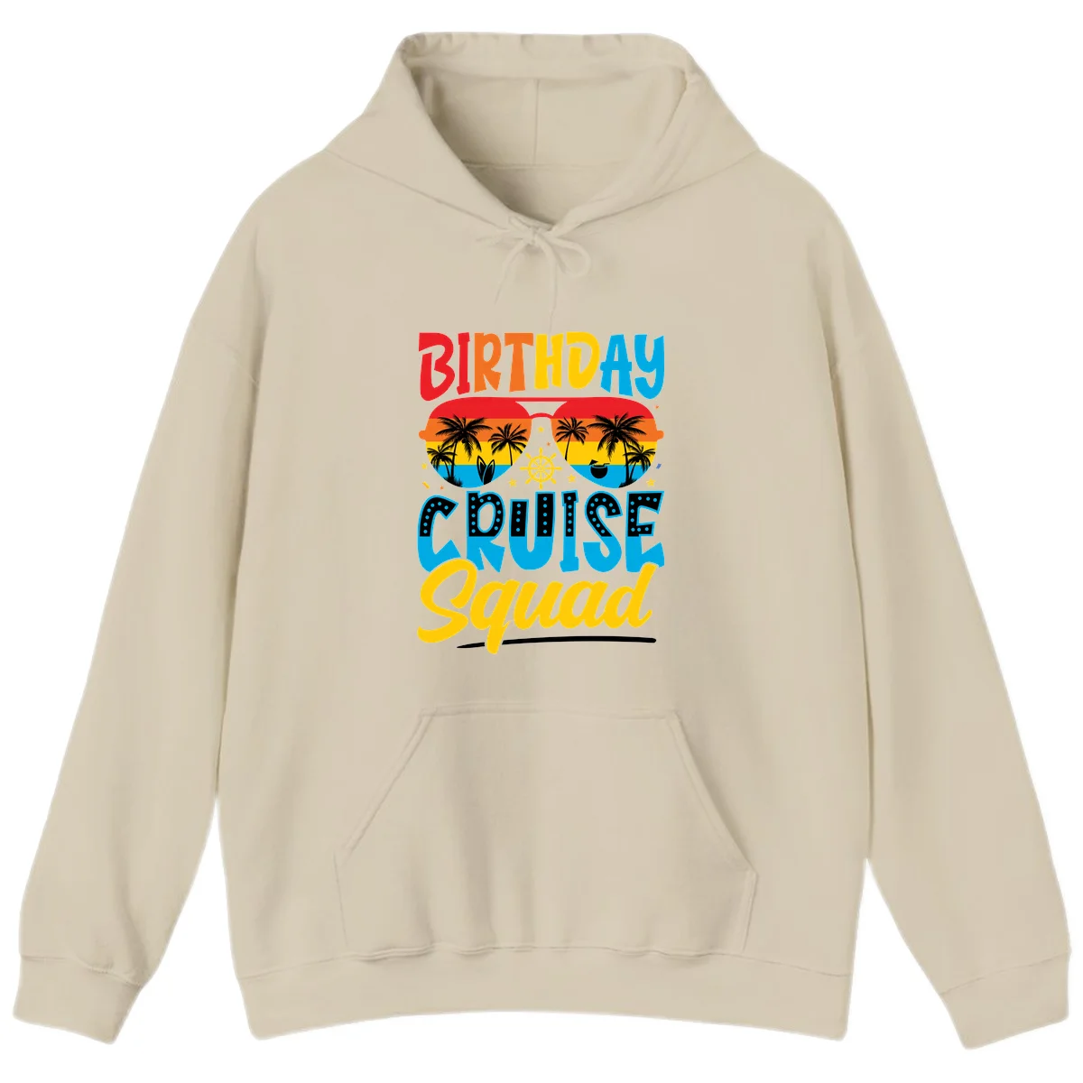Birthday Cruise Squad Hoodie in Sand